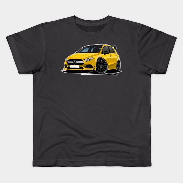 Mercedes A35 AMG Yellow Kids T-Shirt by y30man5